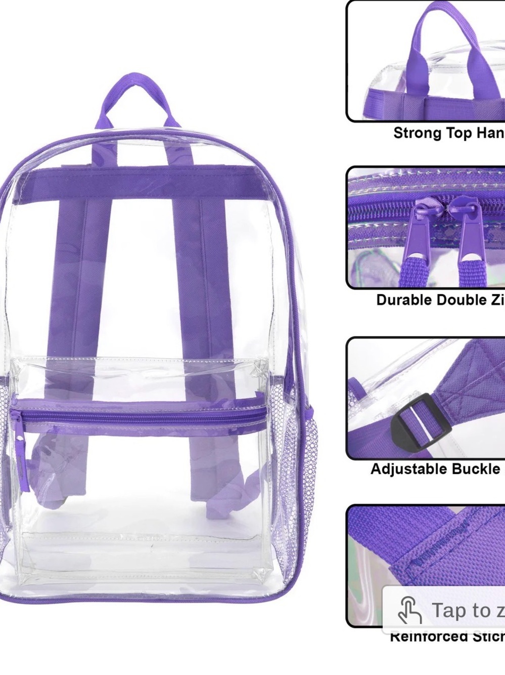 Clear Purple PVC Backpack - Women Bags Backpacks